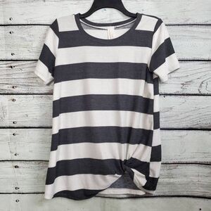 Lily Pad Medium Gray/White Stripe Top